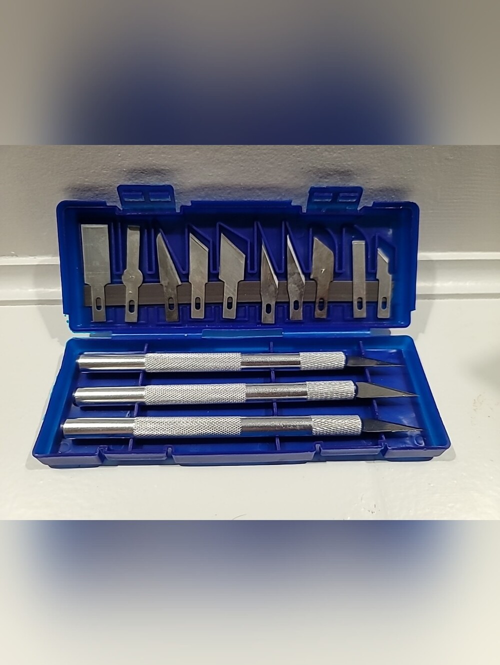 Precision Hobby Knife Set with Interchangeable Blades - Blue Case